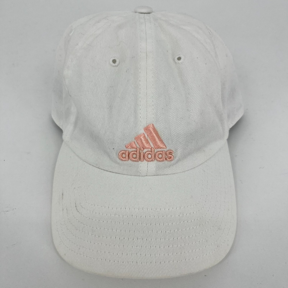 Adidas Climalite Women White Baseball Cap Rose Gold Logo Adjustable Hat